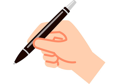 ペンを持つ手
